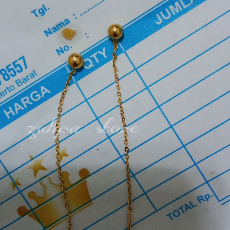 anting juntai bulat emas muda berlapis emas 24k anti karat dan tidak luntur motif terbaru( free surat dan domper)