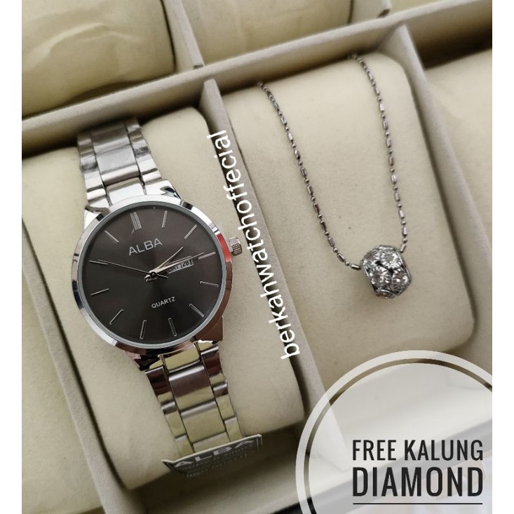 BISA COD✅Jam Tangan ALBA Anti Air Paket Kalung Titanium-A3