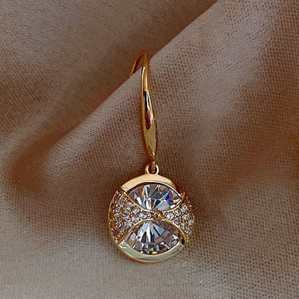 Hu Hu Hu Hu Hu Alat Bantu Pasang Kacamata♡ 1 Pasang Anting Hook Liontin Bulat Aksen Berlian Imitasi Tahan Lama Untuk Pernikahan