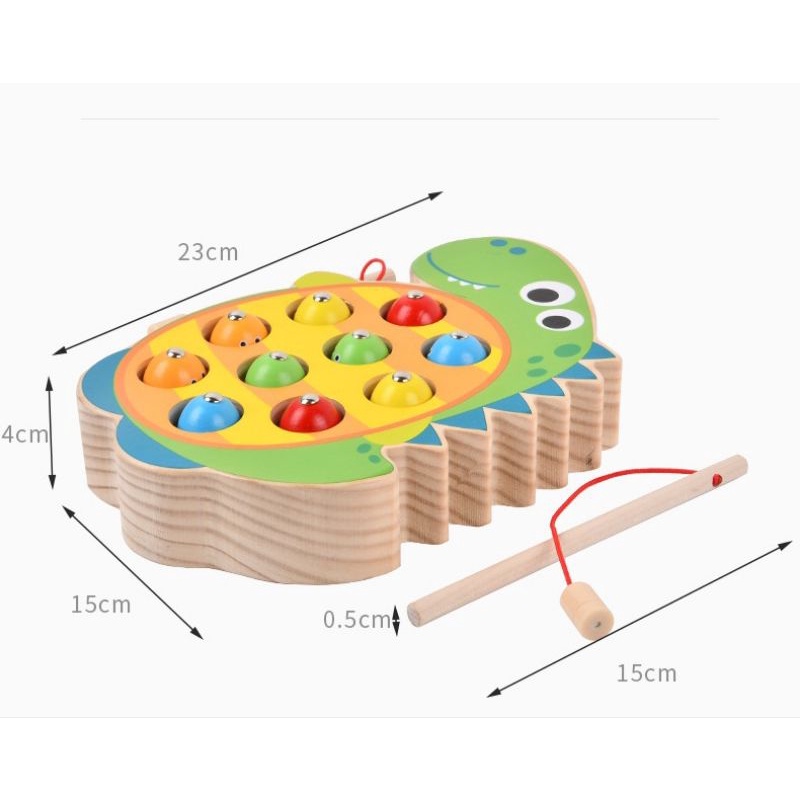 mainan pancing ikan kayu / fishing toys dinosaurus