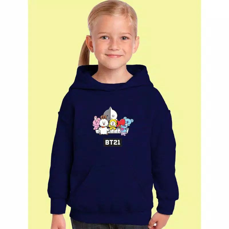 jaket hoodie bts bt21 anak cowok/cewek jaket sweater anak bts