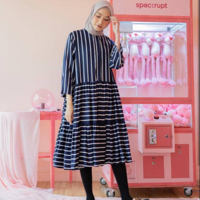 Marine and Azalea Black Midi Dress HaideeOrlin