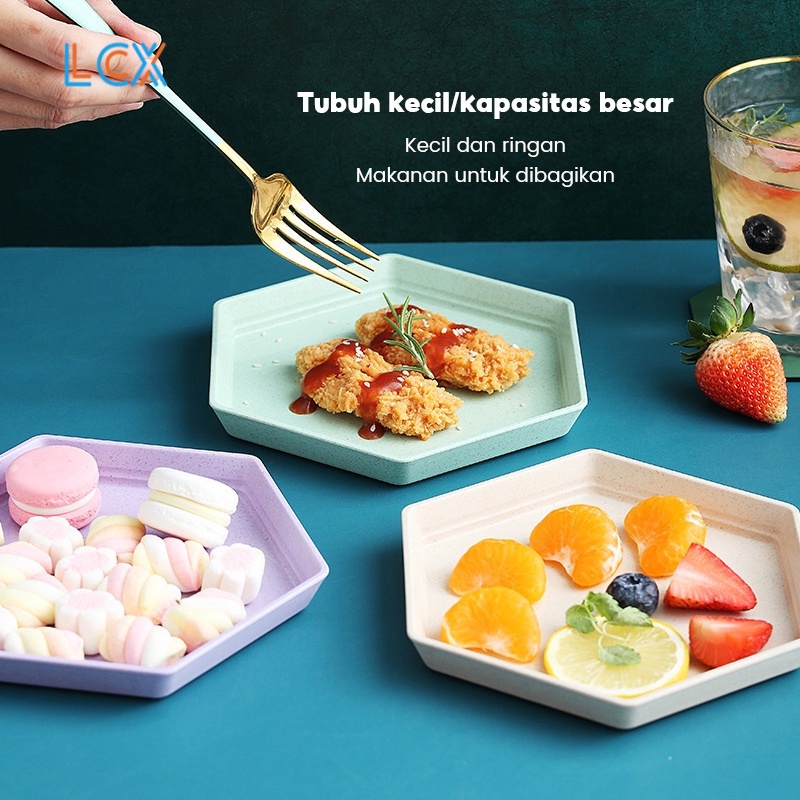 LCX Piring Kue 15 cm Wheat Straw Piring Makan Square Plate Kotak Warna Warni VS-86