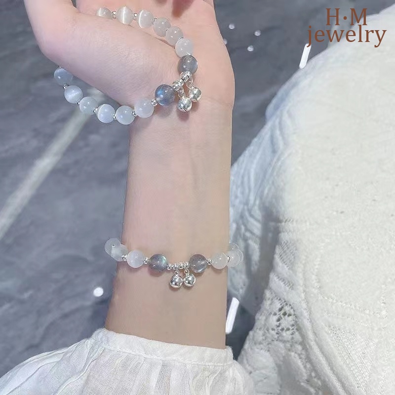 Gelang Keberuntungan Fortune Hias Kristal Moonlight Dengan Lonceng Untuk Wanita