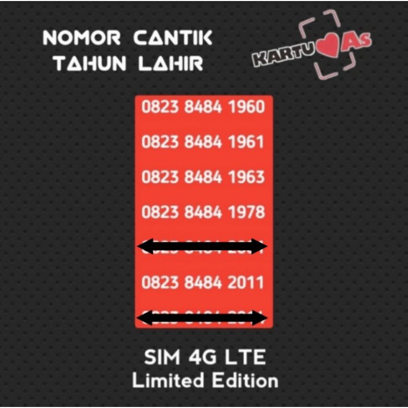 NOMOR CANTIK KARTU AS TAHUN LAHIR 2011 1978 1963 1961 1960