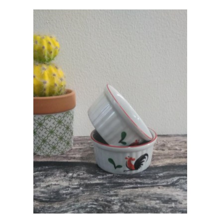 MANGKOK MINI RAMEKIN KERAMIK PUTIH MOTIF AYAM/RAMEKIN/BOWL