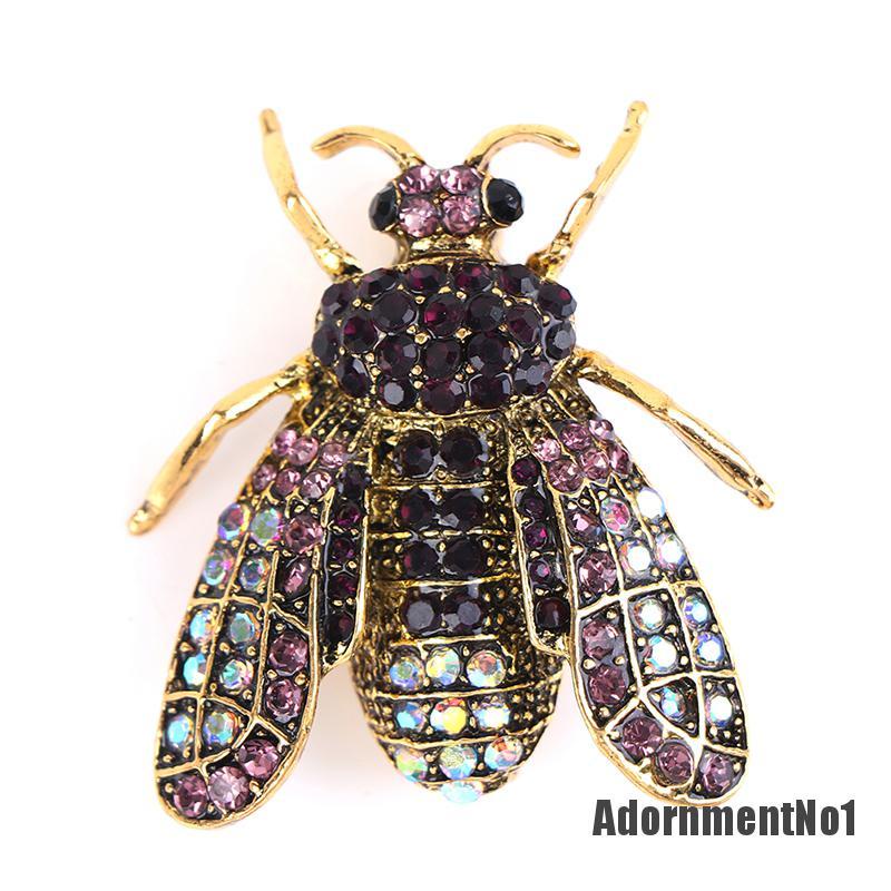 (Adornmentno1) 1pc Bros Pin Bentuk Lebah Bumble Bee 3d Aksen Berlian Imitasi Untuk Wanita