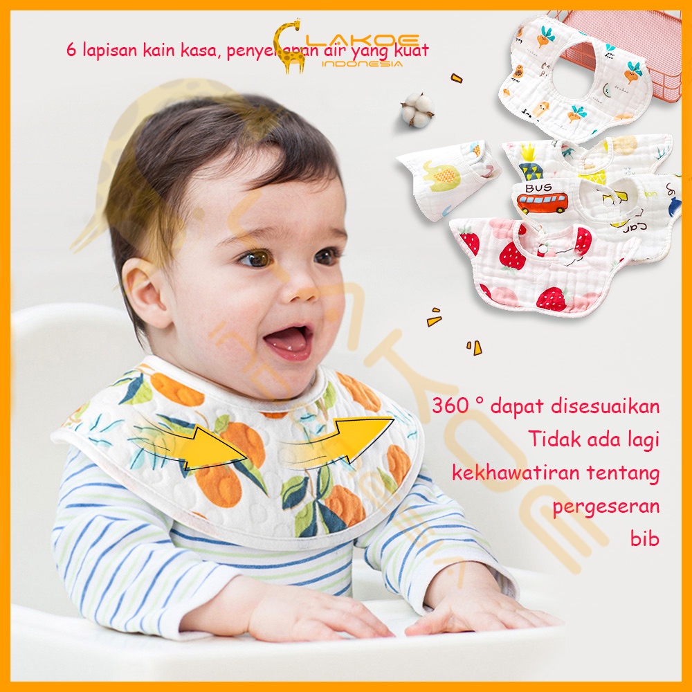 LAKOE Celemek Makan bayi slaber bayi Bahan Katun Gauze 6 Lapis baby bib