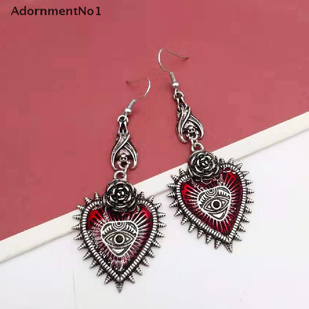 (AdornmentNo1) Anting Tusuk Gantung Desain Kelelawar / Mawar / Hati Gaya Gothic / Retro Untuk Wanita