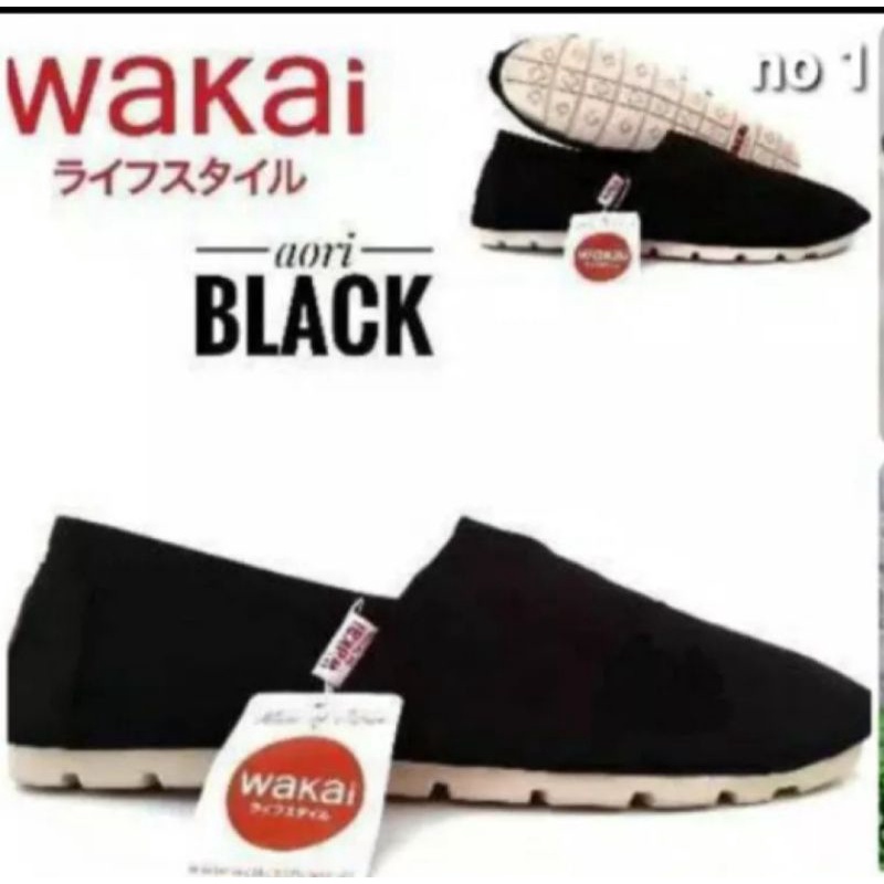 Promo Puncak 6.6 Sepatu wakai pria full black,hitam sol crem,hitam sol maron-2