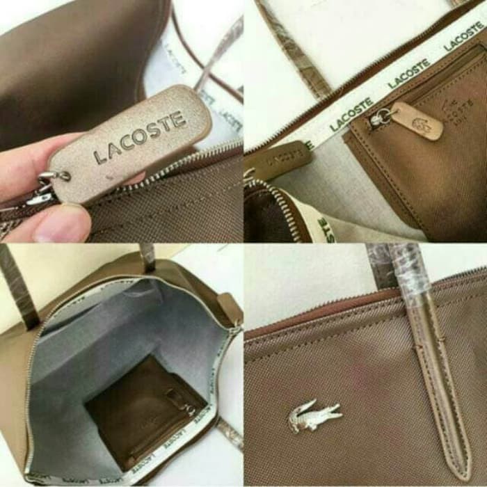 BARANG MURAH TAS WANITA GROSIR IMPORT MURAH BRANDED, LACOSTE MOTIF IMPORT - HITAM FREE ONGKIR..