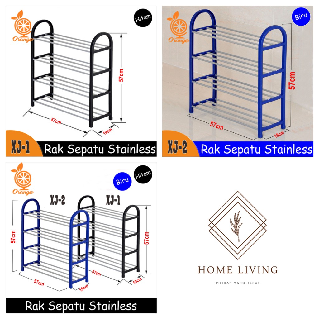 Rak Sepatu multifungsi 4 susun stainless steel bongkar pasang HOMELIVING