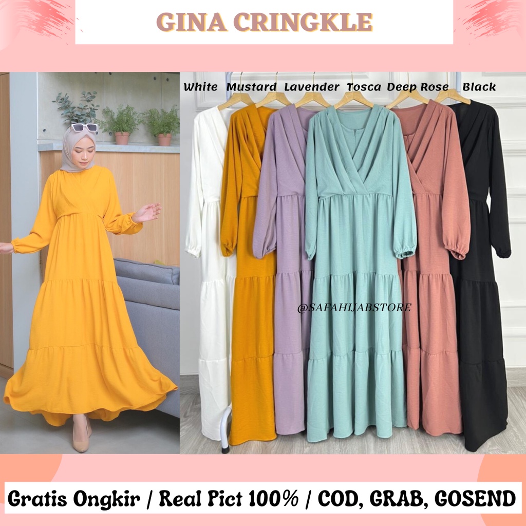 GINA CRINGKLE / DRESS PESTA / DRESS LEBARAN / DRESS KONDANGAN / DRESS POLOS