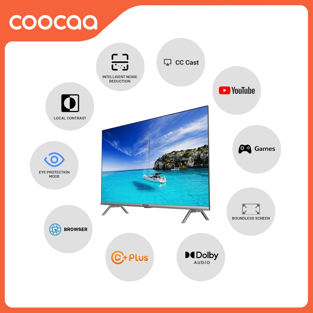 TV COOCAA Smart TV 43 inch - Digital TV - OS COOLITA - FHD - Bazel Less - Dolby Audio - Browser/Youtube - USB/LAN/WIFI - Model 43S3U