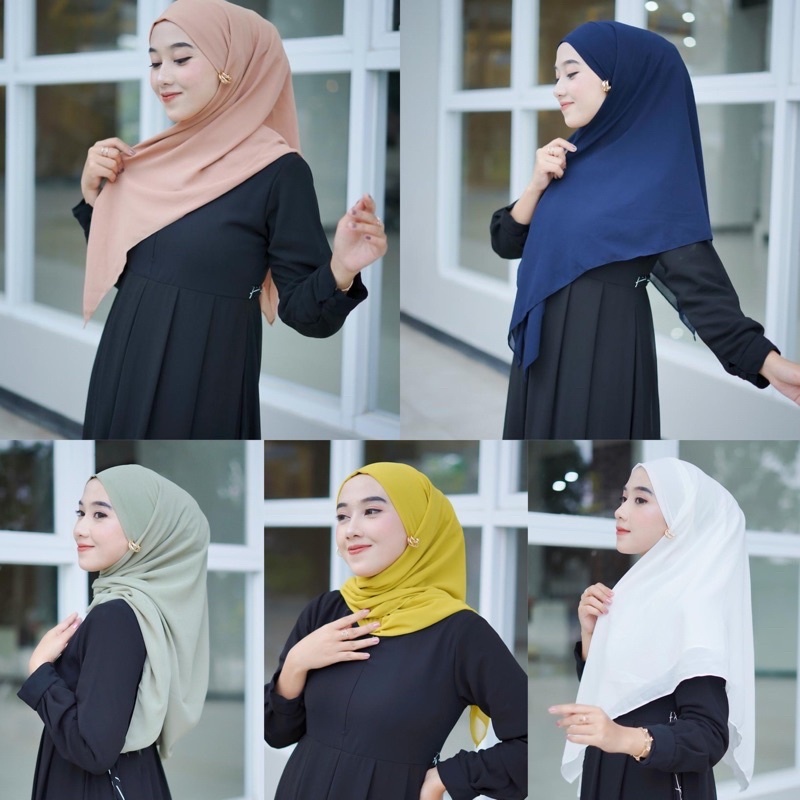 Helen_shop86 Hijab Segi Empat Instan Malaysia Segi Tiga Malay Jilbab Instan Ceruty babydoll  2 Layer Kerudung Instant Tali