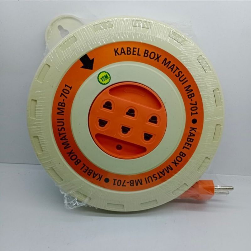 Kabel Roll  Box Kabel Stop Kontak 3 Lubang Matsui Kabel 8M/12M