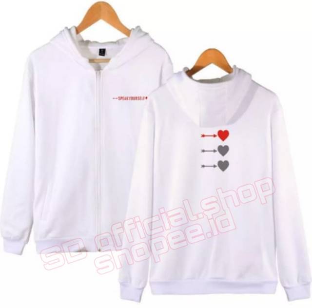 ( bayar ditempat)  jaket hoodie resleting Bangtan SPEAK YOURSELF THREE LOVE