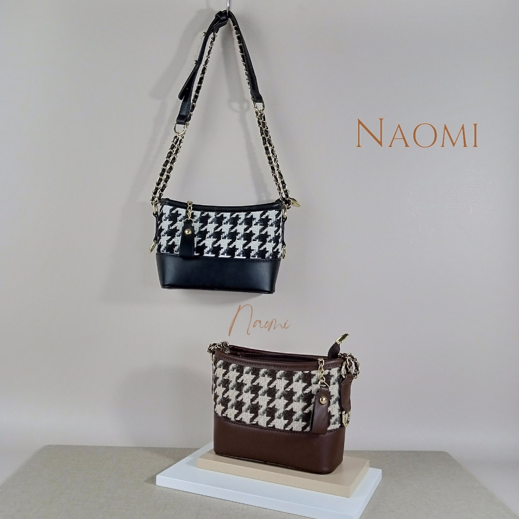 NAOMI - Laurel Sling Bag Import Premium - Tas Selempang Rantai Wanita - Tas Kulit Sintetis Tebal Motif Cantik - Tas Hangout - Tas Wanita - Tas Naomi - Naomi Bag - women bag