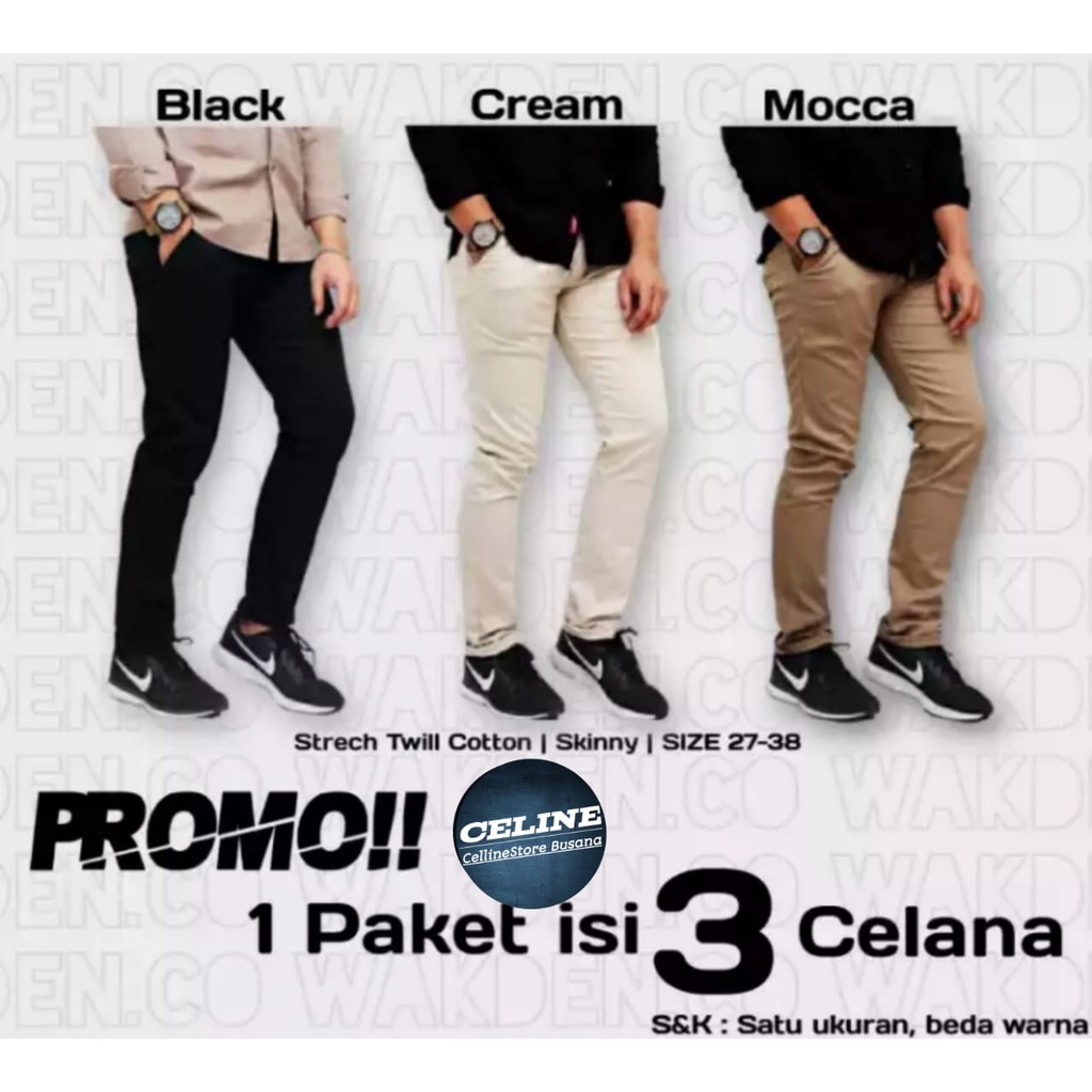 PROMO!!! CELANA CHINOS / CELANA MURAH MERIAH / 1 PAKET 3 CELANA / CELANA CHINOS PANJANG PRIA / CELANA TERPOPULER 2021 / Lubuak Denim