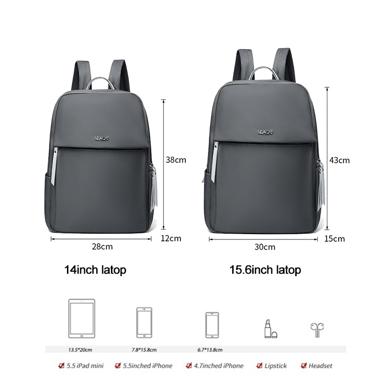 SmallLee Fashion Tahan Air Nilon Tas Ransel Laptop untuk Wanita 15.6 Inch Tas Laptop Kantor Wrok Tas Wanita Tas Sekolah