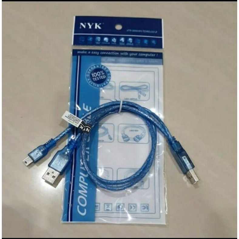 KABEL USB USB MINI CABANG BIRU HDD NYK / KABEL USB HDD BESAR KECIL BIRU / KABEL USB HDD NYK BIRU