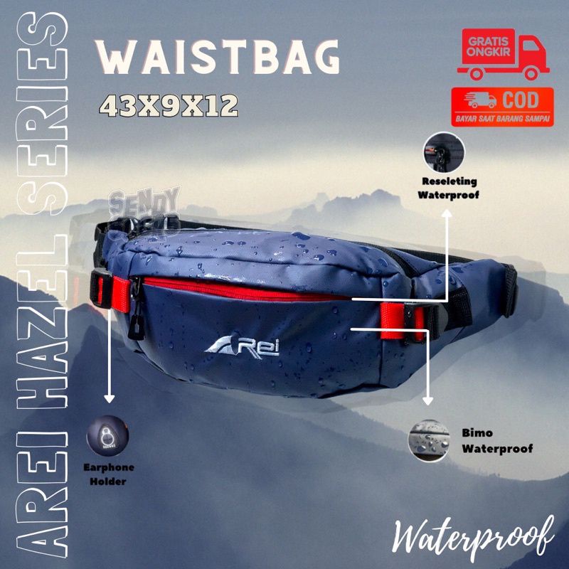 Tas Selempang Pria Anti Air Weistbag Pria webing merah Premium