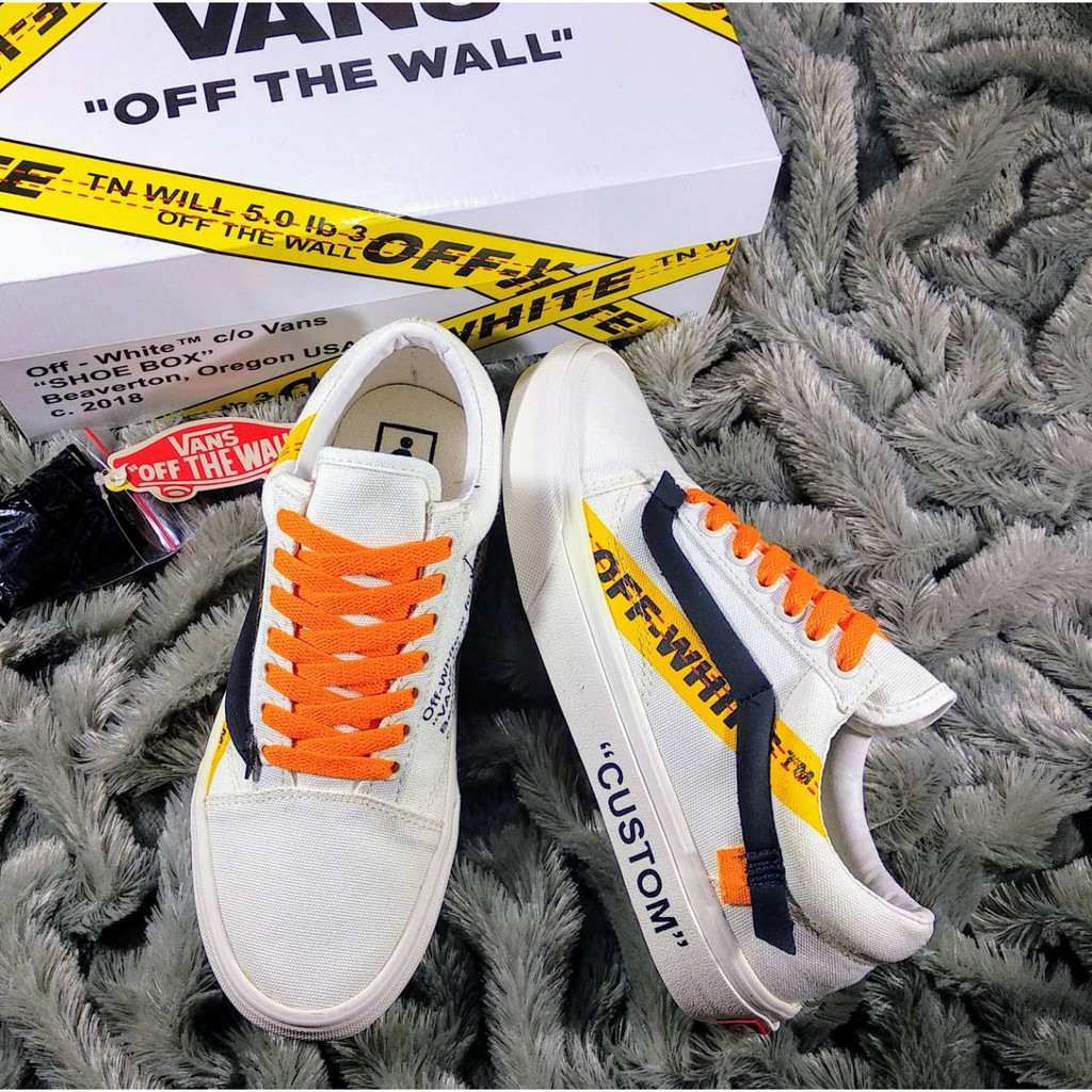 off white black and yellow shoes