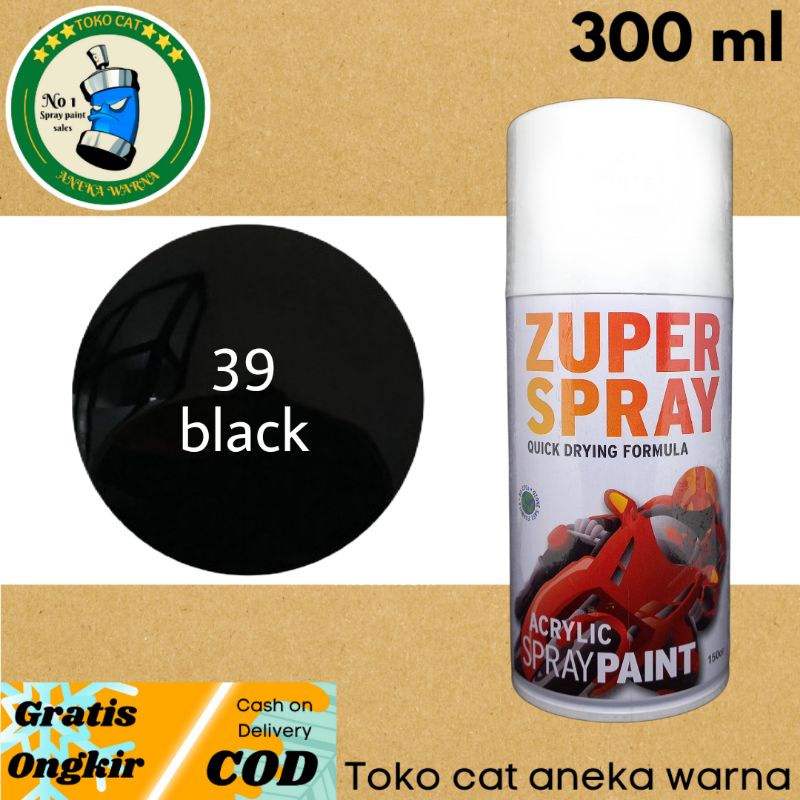 cat semprot 300cc black gloss hitam mengkilap zupwr spray produk dari rj london spray paint pilox pilok pylox