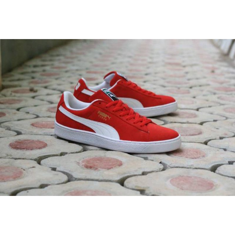 SEPATU PUMA SUEDE RED WHITE ORIGINAL MADE IN INDONESIA