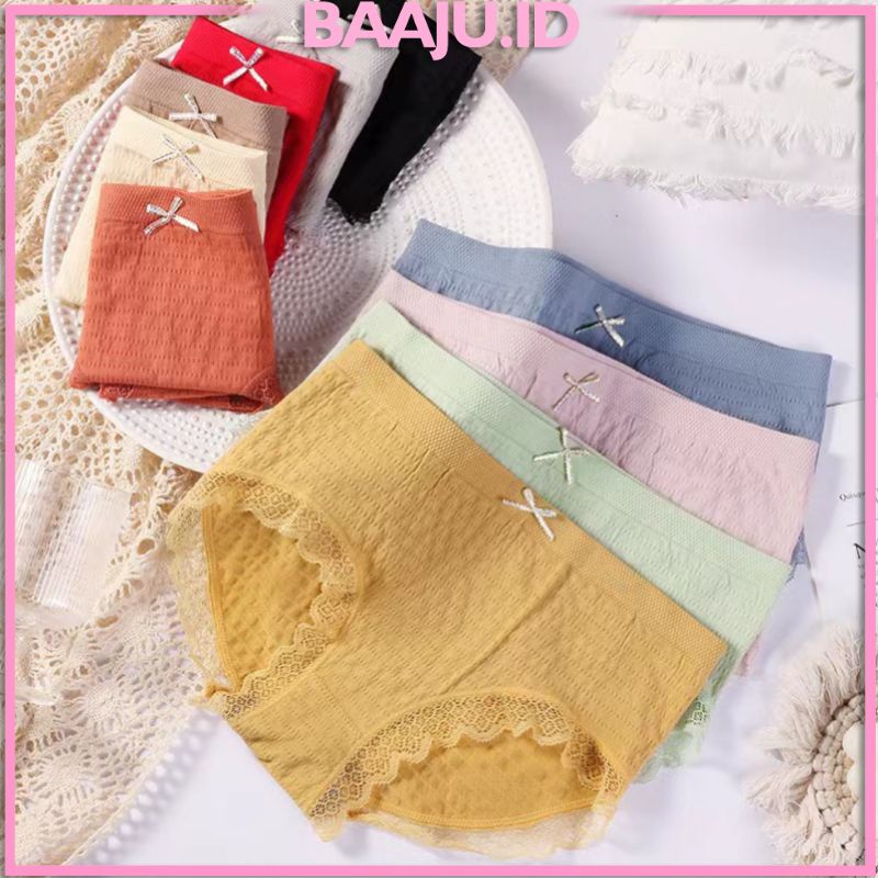 Baaju.id Celana Dalam Wanita Katun Renda Bahan Elastis dan Melar Celana Dalam Korea Panty 2002