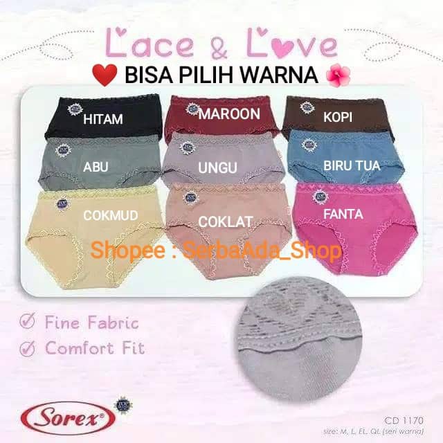 CD Sorex 1170 Renda Lace Love Celana Dalam Wanita Cantik