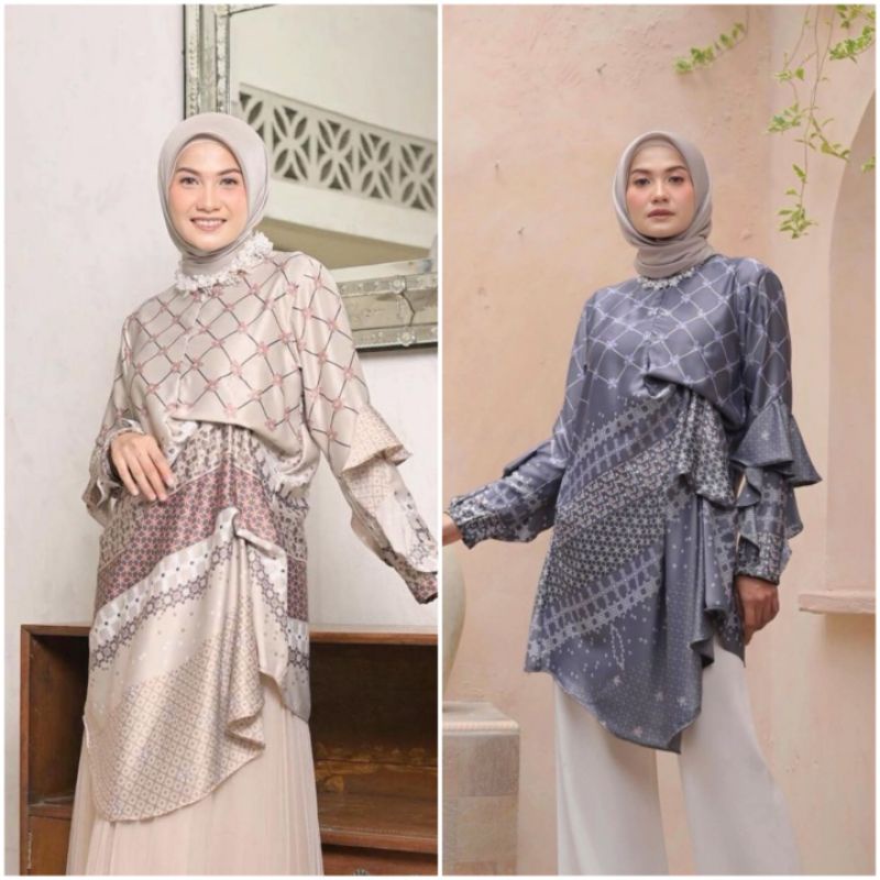 Last Stock Kayangan Semesta Dress Tunic Koko Kids Navy Dove 8 S M L XL XXL by Vanilla Hijab vanillah