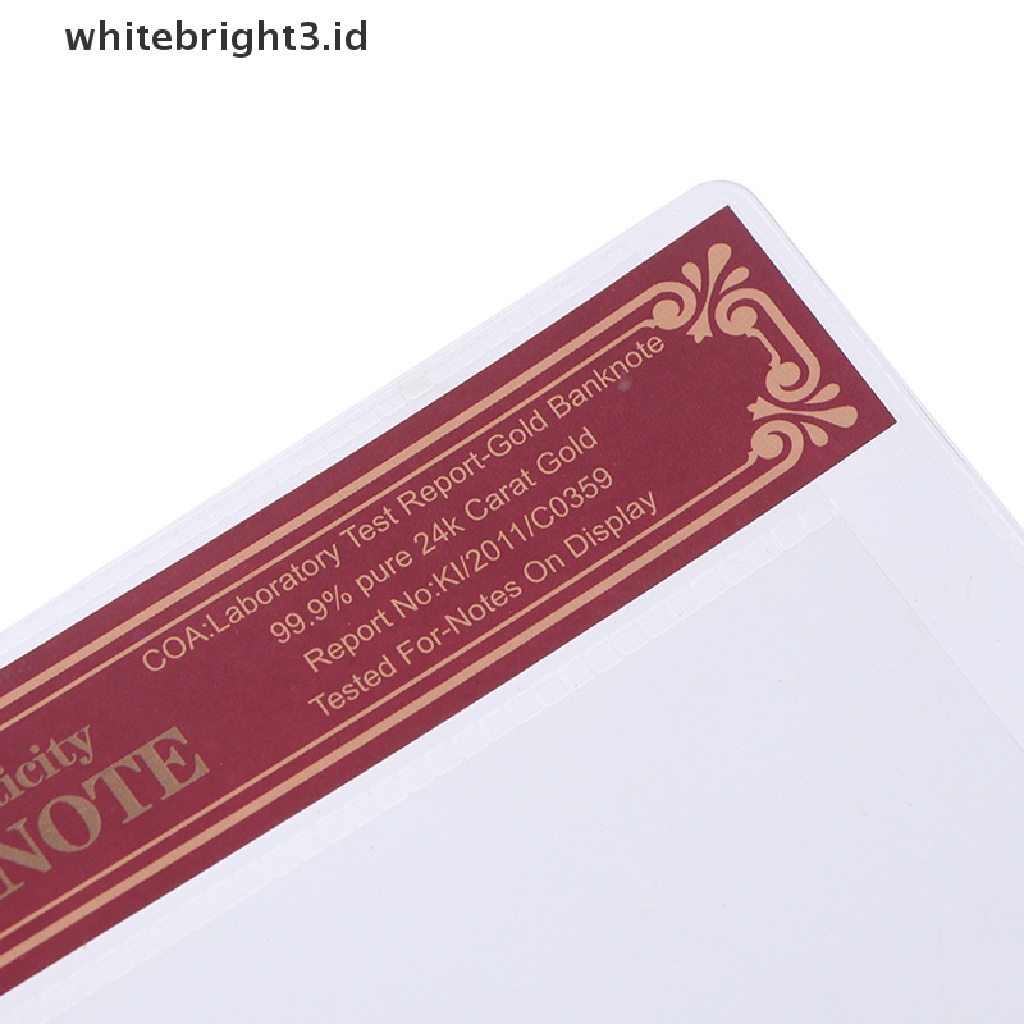 (whitebright3.id) 1pc Uang Kertas COA Normal Gold Foil Bahan Plastik PVC