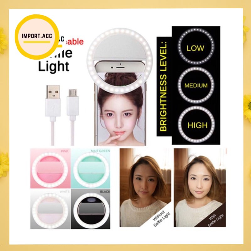 SELFIE RING LIGHT 36 LED with CHARGER PORTABLE (LAMPU UNTUK SELFIE)