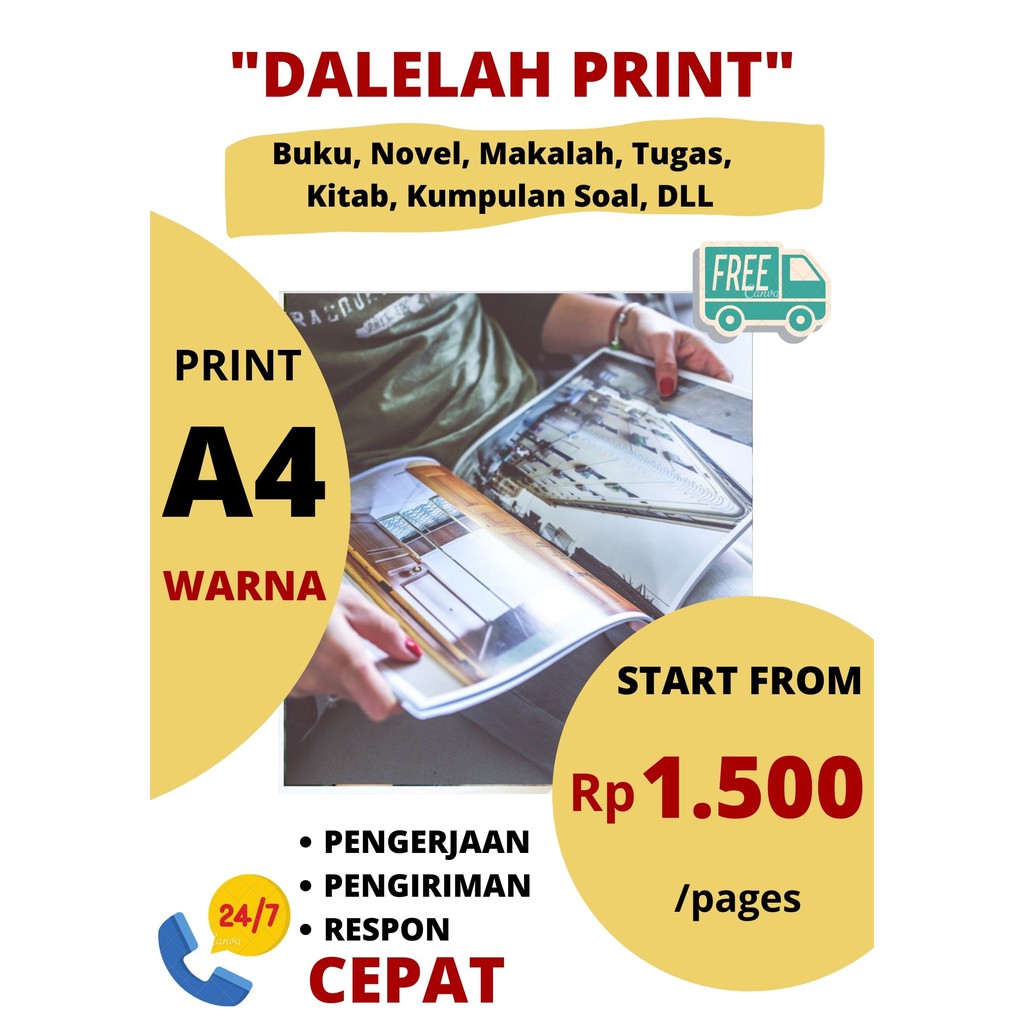 

PRINT BUKU, DOKUMEN, TUGAS, MAKALAH, KITAB, KUMPULAN SOAL, DLL UK A4 WARNA ONLINE
