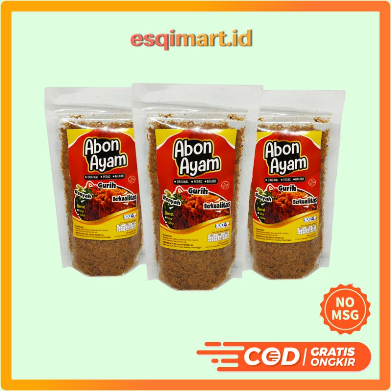 

esqimart - Abon Ayam Chicken Floss Homemade by Esqifood Asli Non MSG Tanpa Pengawet Rasa Original Pedas Balado Makanan Lauk Anak Balita Sehat Halal