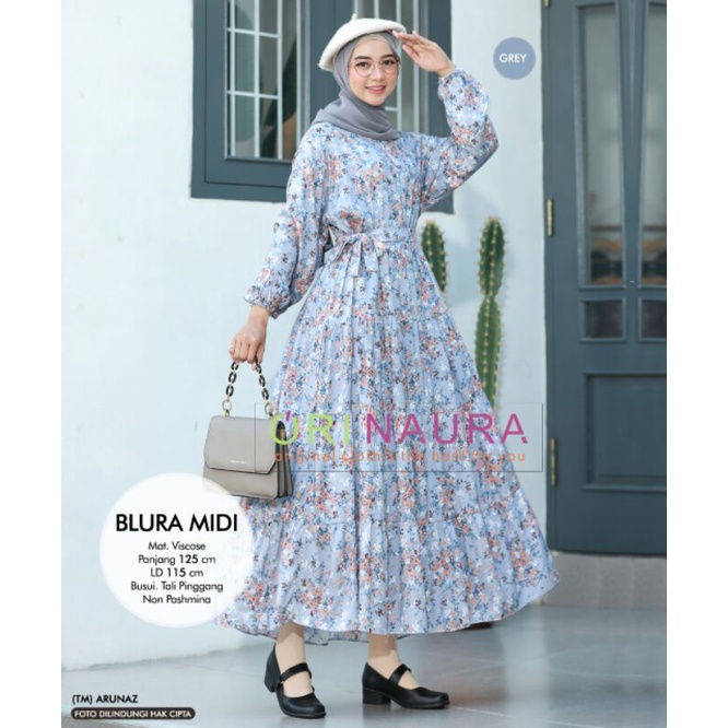 SMALSA,ARYANA,ASA,ASRA,BLURA Midi  Dress Wanita Muslim by Ori Naura