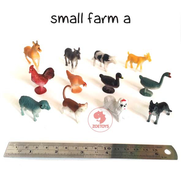 Zoetoys Farm Animal 1 set 12 pcs | Premium Small Figurine Animal Toobs lookalike | Mainan Edukasi Anak