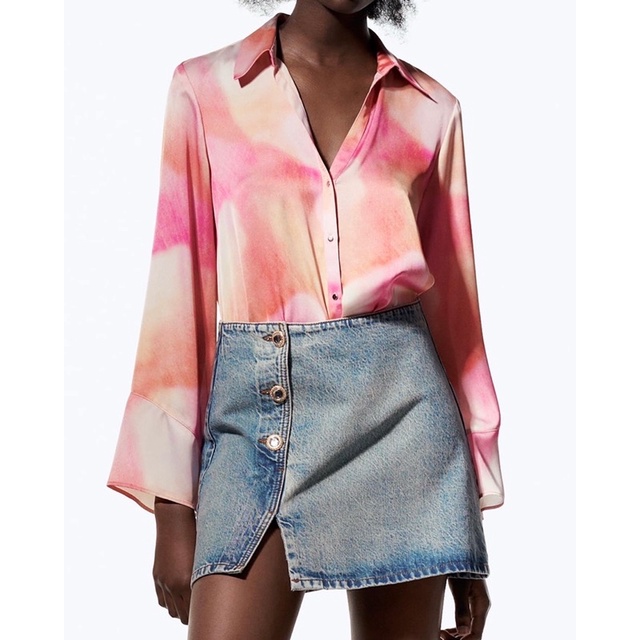Zara original satin tie dye shirt