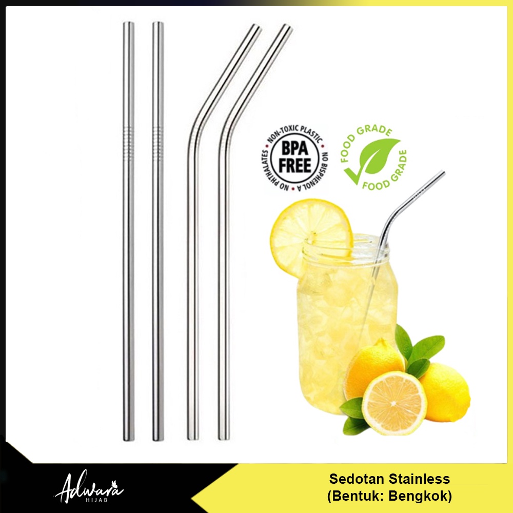 Sedotan Bengkok Stainless Pipet Minuman