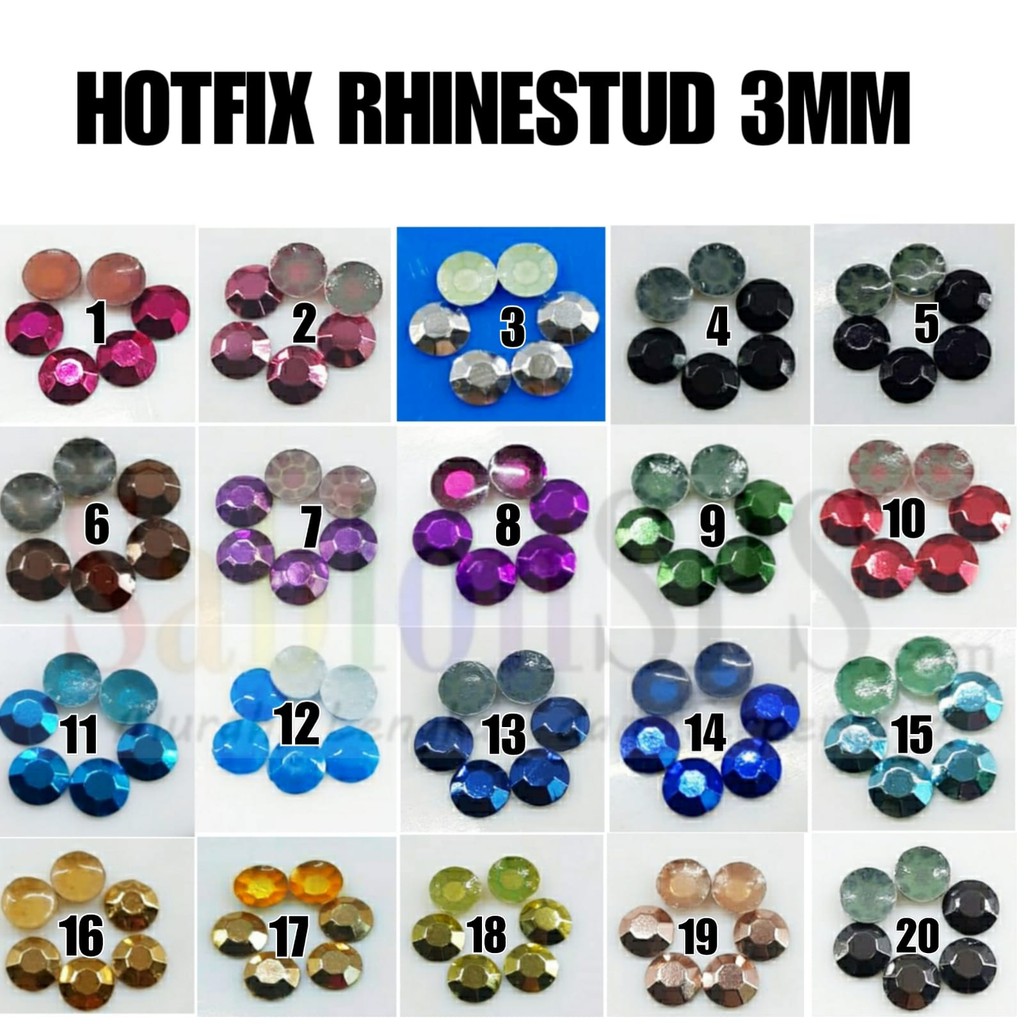 HOTFIX RHINESTUD BENTUK DIAMOND 3mm