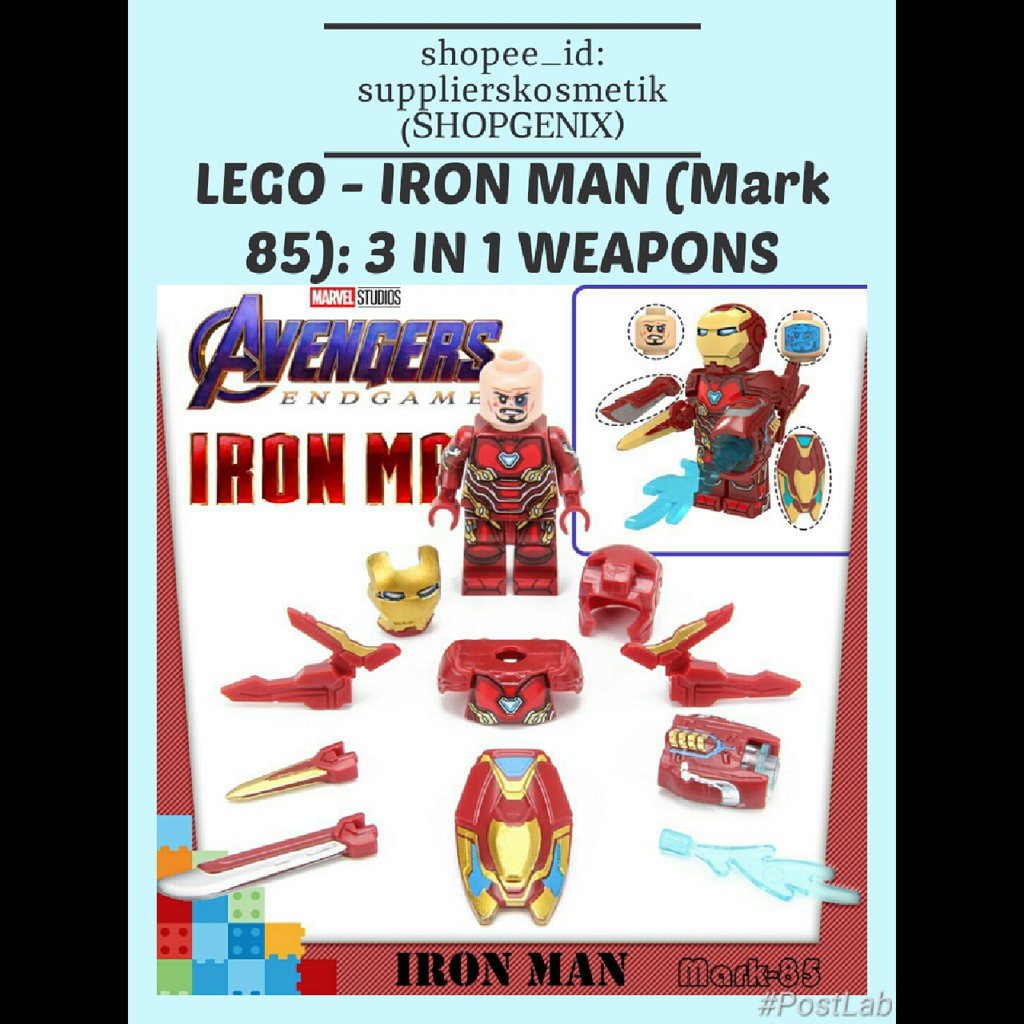Langka Murah - lego kw Marvel IRON MAN (Mark 85) 3 IN 1 Weapons, (The Avengers)