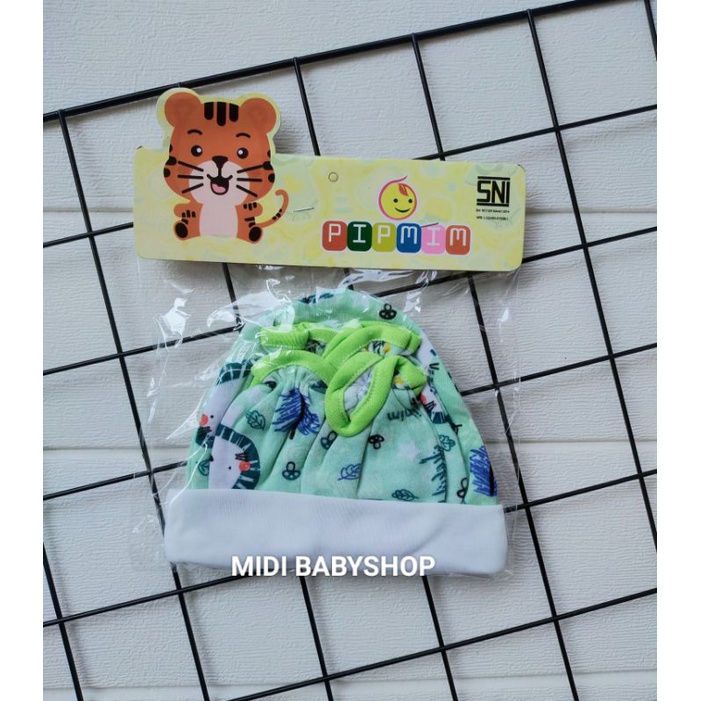 1 Set Topi dan Sarung Tangan Kaki Bayi Full Print Pip Mim SNI