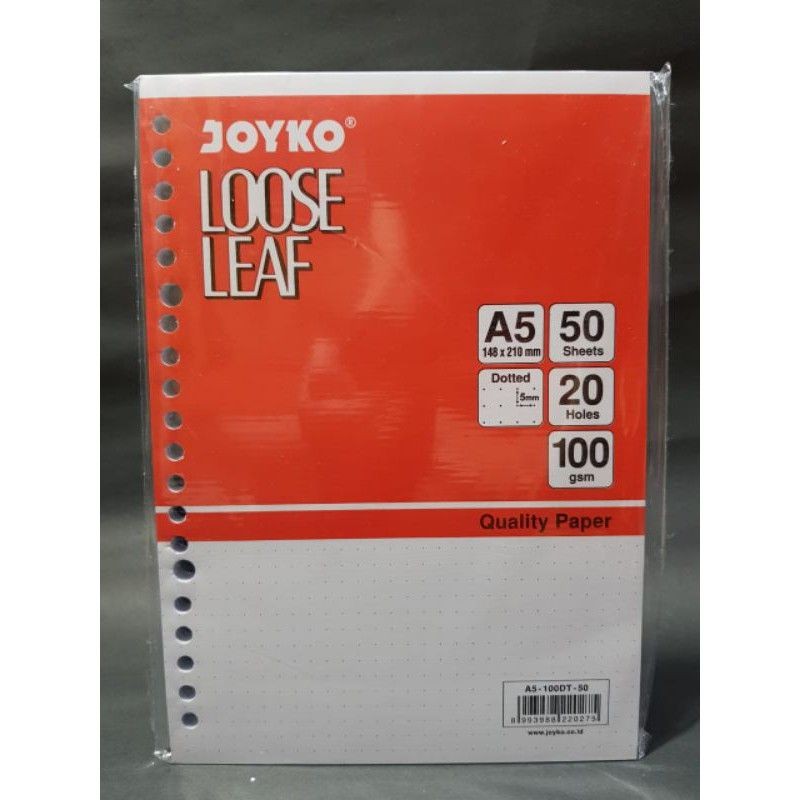 

Joyko Loose Leaf A5-100 DT (Dotted) isi 50 lbr