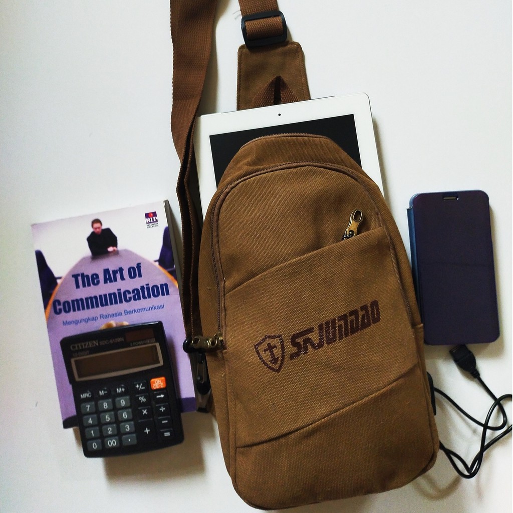 TAS SELEMPANG SLING BAG HP DADA USB IMPOR PRIA 6063