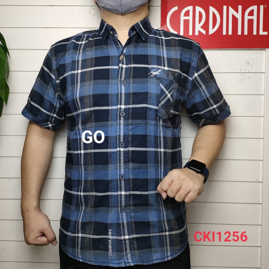 gof CARDINAL KEMEJA JUMBO SLIMFIT Hem Pria Baju Cowok Pakaian Pria Lengan Pendek Original