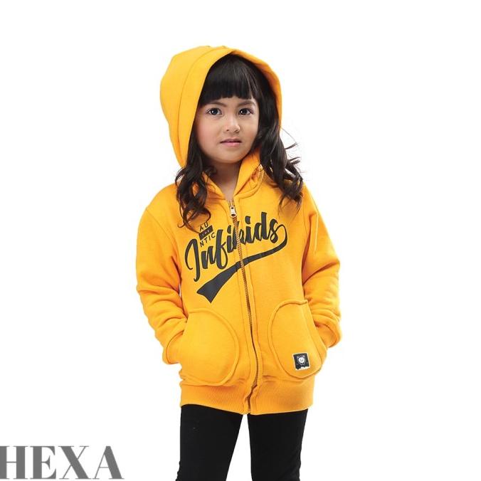 Jaket Switer Sweater Anak Perempuan Kuning Umur 6 7 8 9 10 11 12 Tahun