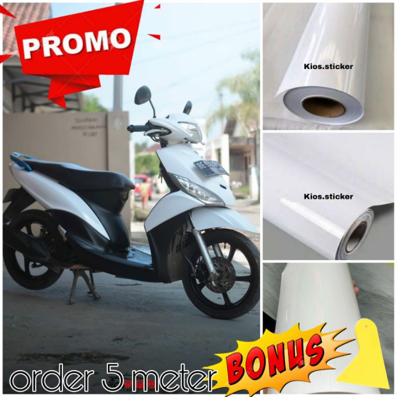 STIKER SKOTLET MOTOR PUTIH GLOSSY
