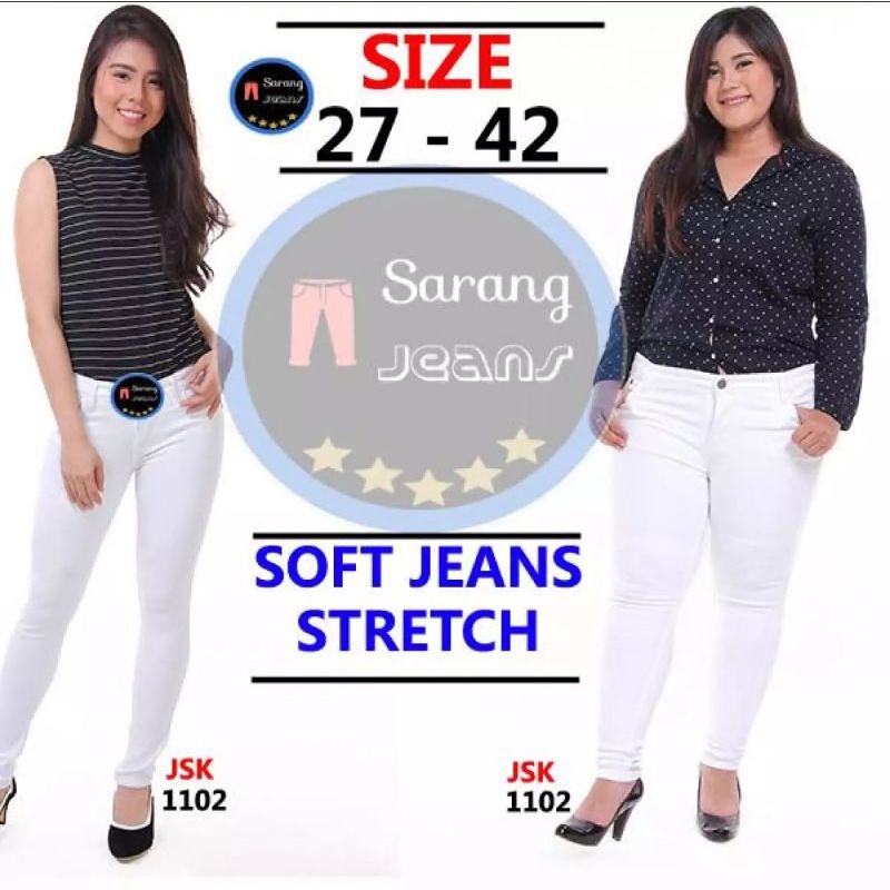 Celana jeans putih wanita jumbo/pointcloting