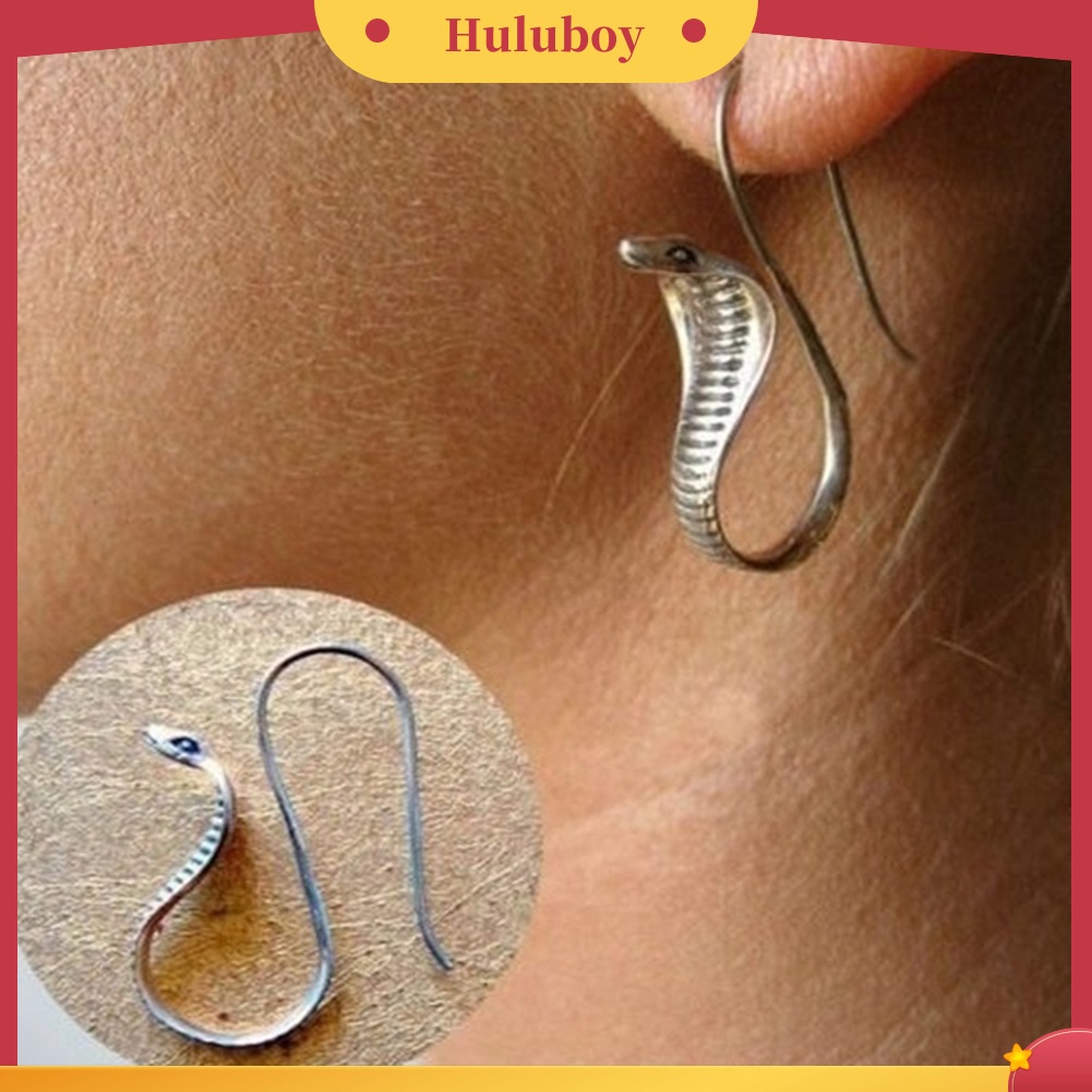 Hu Hu Hu Hu Hu Alat Bantu Pasang Kacamata♡ Anting Kait Gantung Desain Ukiran Ular Kobra Gaya Vintage Untuk Wanita